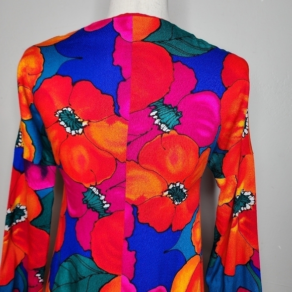 Vintage Mid Century Mod 60s Handmade Floral Maxi Dress Size‎ Small - Picture 11 of 15